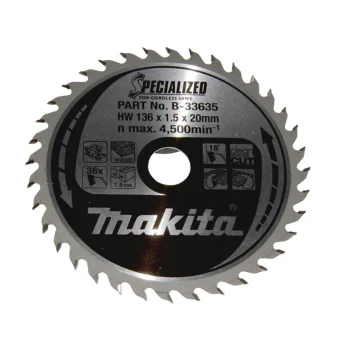 Makita Δίσκος Κοπής Ξύλου με 36 Δόντια 136mm B-33635