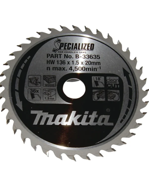 Makita Δίσκος Κοπής Ξύλου με 36 Δόντια 136mm B-33635