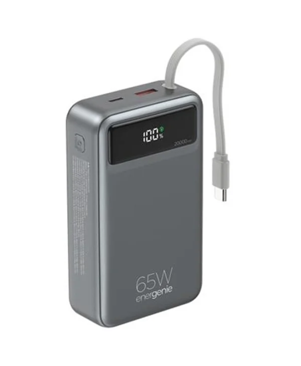 Energenie Fast Power Bank 20000mAh 65W με Θύρα USB-A και Θύρα USB-C Power Delivery / Quick Charge 3.0 Μαύρο PB20-PD65-LCD-01
