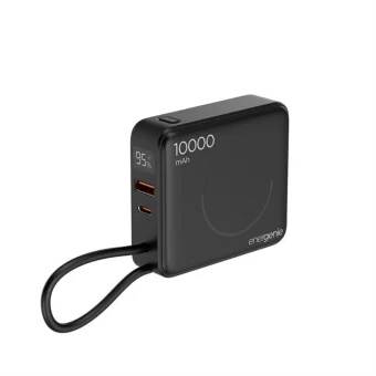 Energenie Fast Power Bank 10000mAh 20W με Θύρα USB-A και Θύρα USB-C Power Delivery Μαύρο PB10-WPC15-LCD-01
