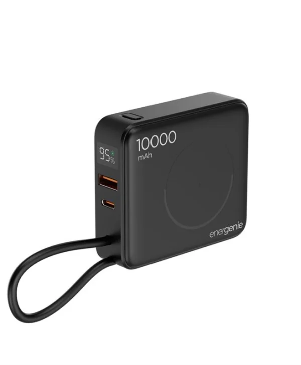 Energenie Fast Power Bank 10000mAh 20W με Θύρα USB-A και Θύρα USB-C Power Delivery Μαύρο PB10-WPC15-LCD-01