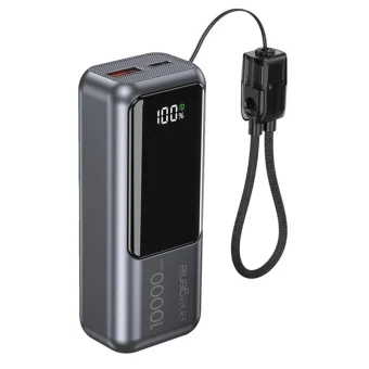 Energenie Compact Power Bank 10000mAh 20W με Θύρα USB-A και Θύρα USB-C Power Delivery / Quick Charge 3.0 Γκρι PB10-PD20-LCD-02