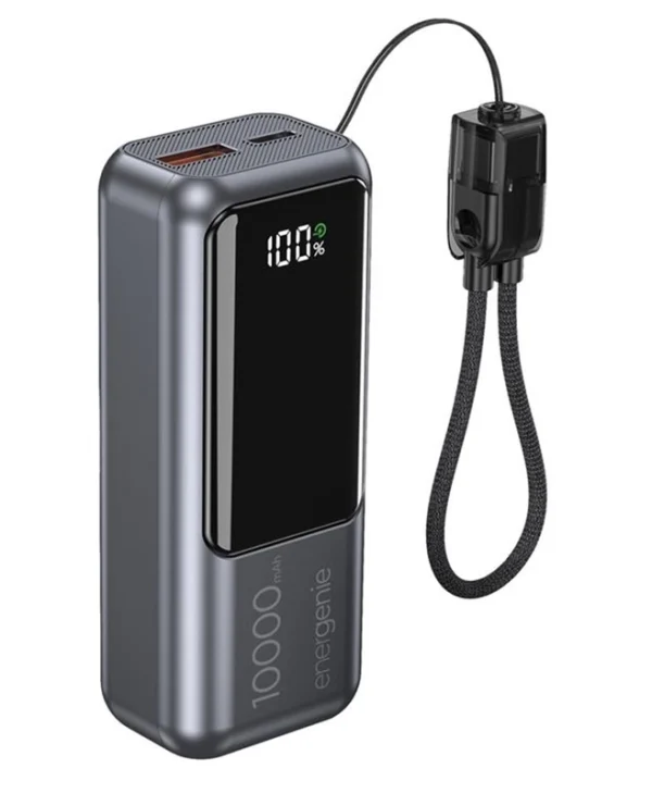 Energenie Compact Power Bank 10000mAh 20W με Θύρα USB-A και Θύρα USB-C Power Delivery / Quick Charge 3.0 Γκρι PB10-PD20-LCD-02