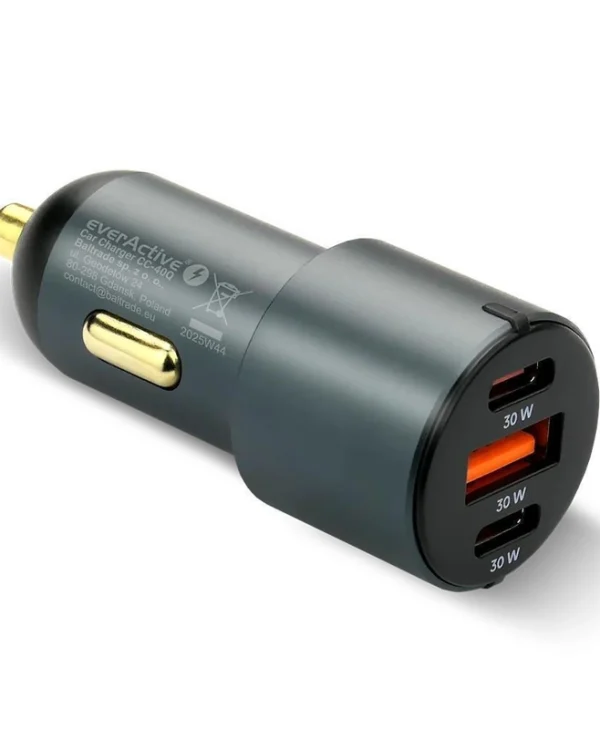 everActive Φορτιστής Αυτοκινήτου 60W με Θύρες: 1xUSB 2xType-C CC-40Q