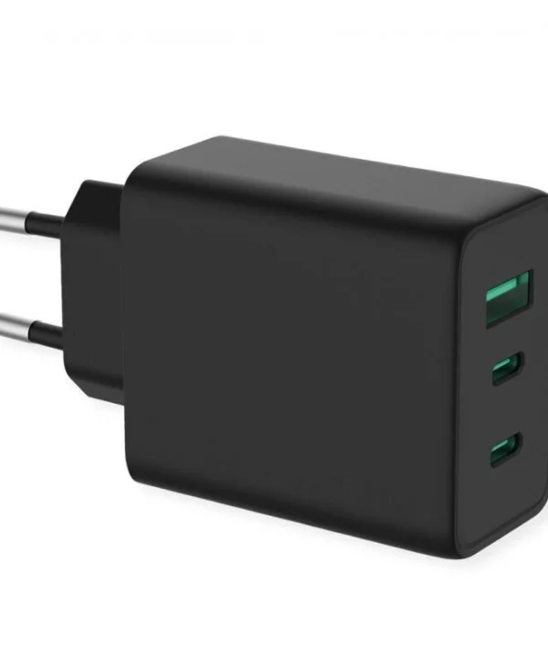 Value Φορτιστής με Ενσωματωμένο Καλώδιο με Θύρα USB-A και 2 Θύρες USB-C 65W Μαύρος (19.99.1096-10)