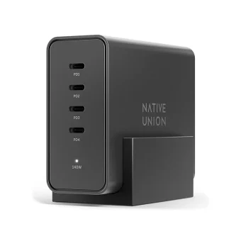 Native Union Φορτιστής Χωρίς Καλώδιο GaN με 4 Θύρες USB-C και Καλώδιο micro USB 140W Power Delivery Μαύρος (Fast Desktop) FAST-PD140-BLK-EU