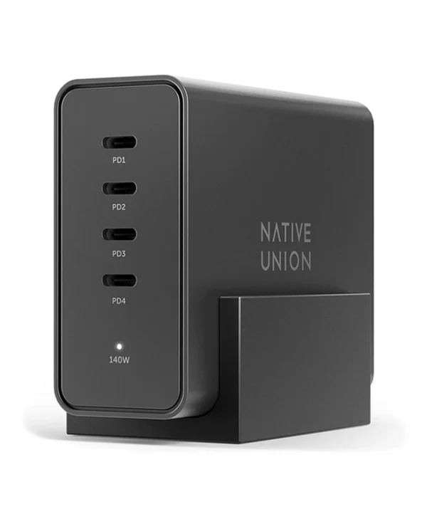 Native Union Φορτιστής Χωρίς Καλώδιο GaN με 4 Θύρες USB-C και Καλώδιο micro USB 140W Power Delivery Μαύρος (Fast Desktop) FAST-PD140-BLK-EU