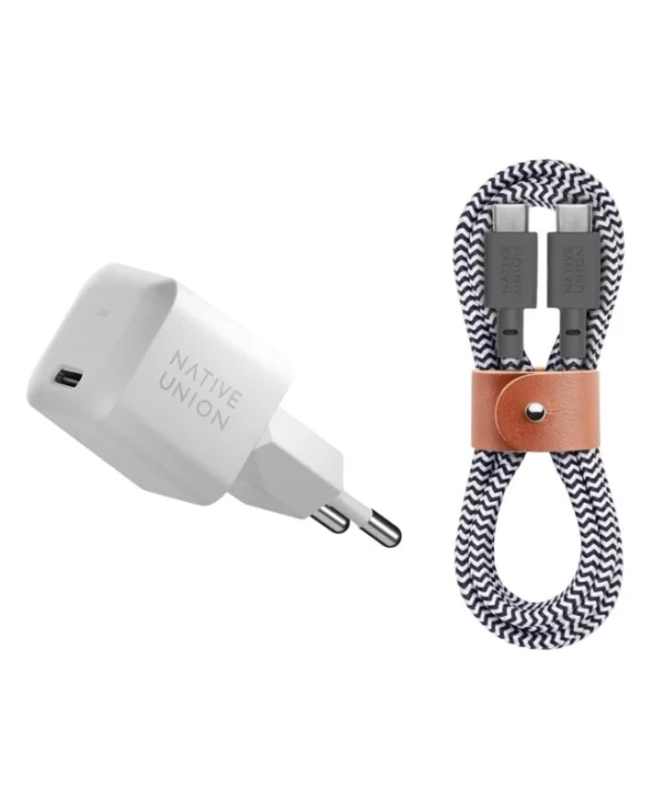 Native Union Φορτιστής GaN με Θύρα USB-C και Καλώδιο USB-C - USB-C 30W Power Delivery Λευκός (FAST30-CC-WHZEB-EU)