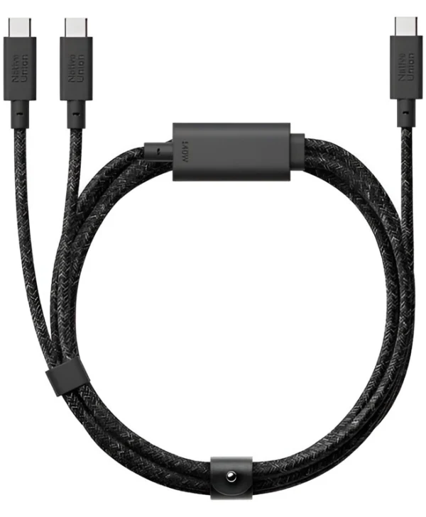 Native Union Usb-c To 2 Usb-c Cable 140w Charging 480mbps Synchronization Belt Model 2m Black BELT-C-2C-COS
