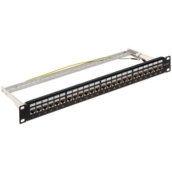 Delta Patch Panel Keystone για Rack 1U 19" 24 Θυρών Μαύρο PP-24/RJ-FX/6AC2