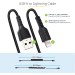 StarTech Spiral USB to Lightning Cable Μαύρο 0.5m (RUSB2ALT50CMBC) - Image 4
