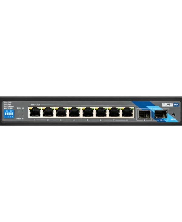 BCS BCS-B-SP08G-2SFP Unmanaged L2 PoE+ Switch με 8 Θύρες Gigabit (1Gbps) Ethernet και 2 SFP Θύρες 1765757
