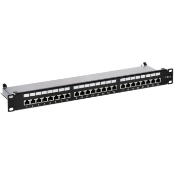 Delta Patch Panel για Rack 1U 19" 24 Θυρών Μαύρο PP-24/RJ6-C/FTP
