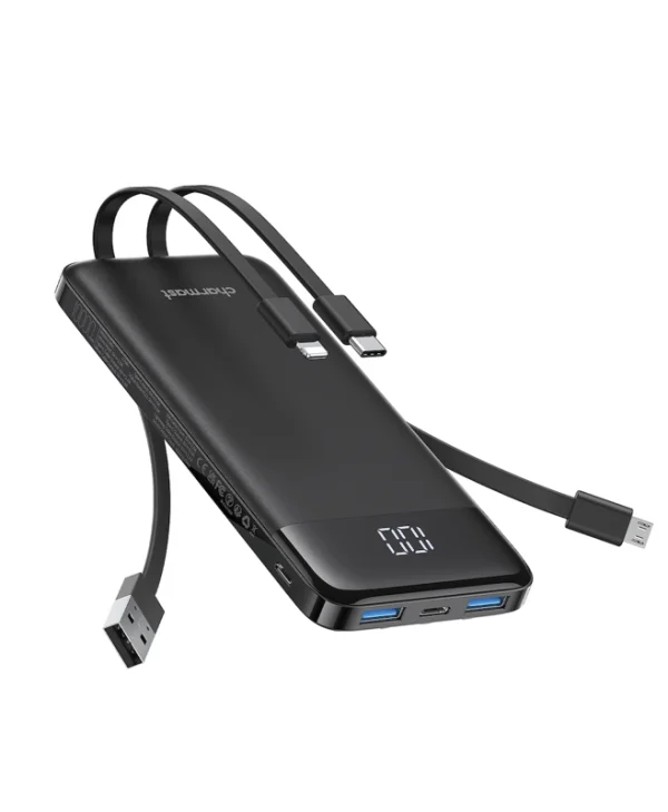 Charmast W1148 Power Bank 10000mAh 20W με 2 Θύρες USB-A και Θύρα USB-C Power Delivery Μαύρο