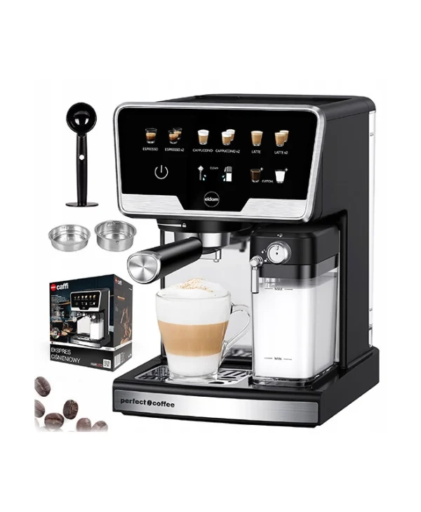 Silver Αυτόματη Μηχανή Espresso 1530W Πίεσης 20bar για Cappuccino με Μύλο Άλεσης Καφέ ECK1