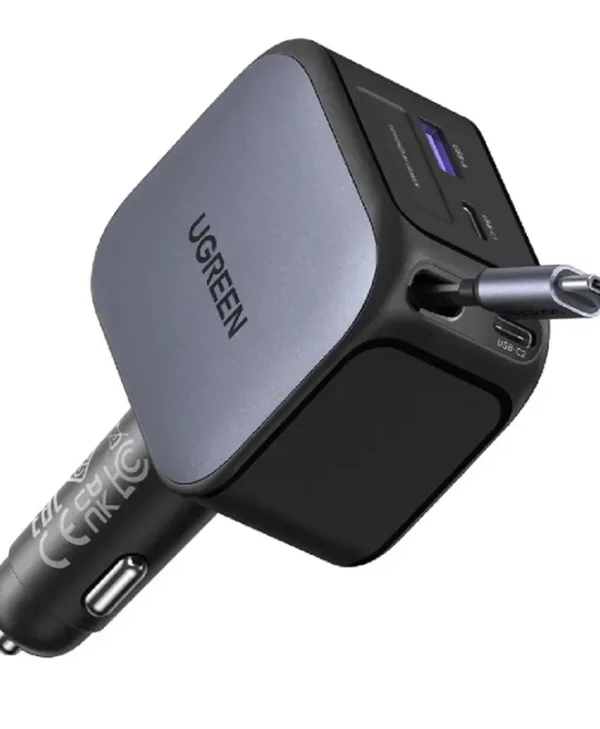 Ugreen EC604 Φορτιστής Αυτοκινήτου 145W 3A Γρήγορης Φόρτισης με Θύρες: 1xUSB 1xType-C μαζί με Καλώδιο Ενσωματωμένο Γκρι Χρώμα 55910B