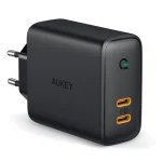 Aukey Φορτιστής Χωρίς Καλώδιο με 2 Θύρες USB-C 36W Power Delivery Μαύρος (PA-D2)