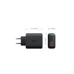 Aukey Φορτιστής Χωρίς Καλώδιο με 2 Θύρες USB-C 36W Power Delivery Μαύρος (PA-D2) - Image 2