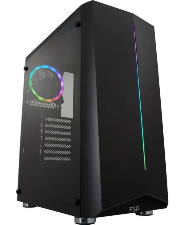 FSP/Fortron CMT151 Gaming Midi Tower Κουτί Υπολογιστή με Πλαϊνό Παράθυρο και RGB Φωτισμό Μαύρο POC0000110