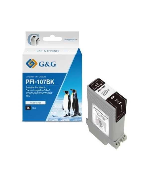 G&G Συμβατό Μελάνι Εκτυπωτή InkJet Canon PFI107BK 130ml Μαύρο 1τμχ 13706