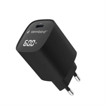 Gembird Φορτιστής Χωρίς Καλώδιο με Θύρα USB-C 60W Power Delivery / Quick Charge 3.0 Μαύρος (TA-UC-1C-PD60LCD-01-BK)
