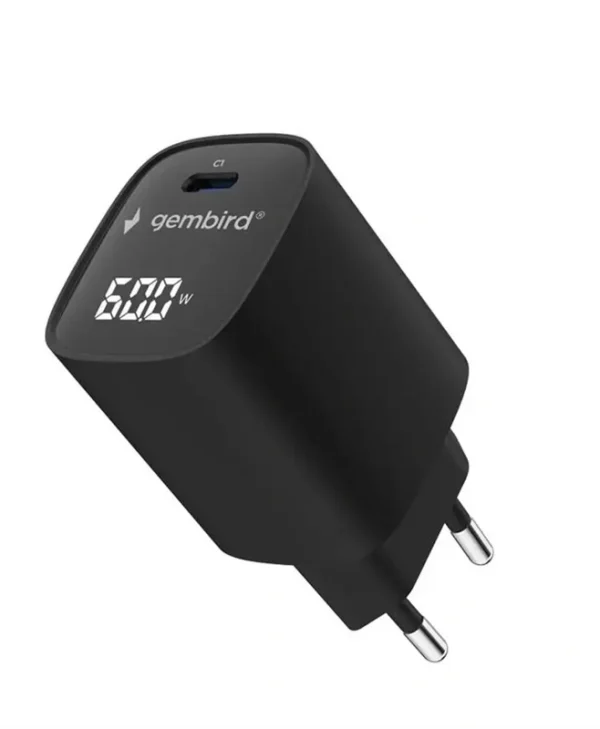 Gembird Φορτιστής Χωρίς Καλώδιο με Θύρα USB-C 60W Power Delivery / Quick Charge 3.0 Μαύρος (TA-UC-1C-PD60LCD-01-BK)