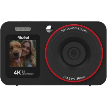 Rollei Compactline 64 Dual Screen Compact Φωτογραφική Μηχανή 64MP 4K UHD Μαύρη 12030