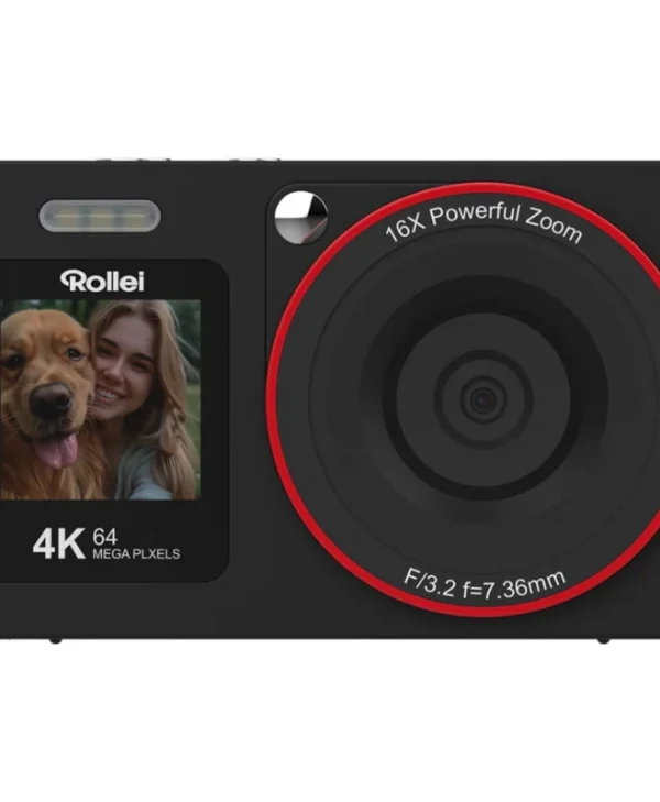 Rollei Compactline 64 Dual Screen Compact Φωτογραφική Μηχανή 64MP 4K UHD Μαύρη 12030