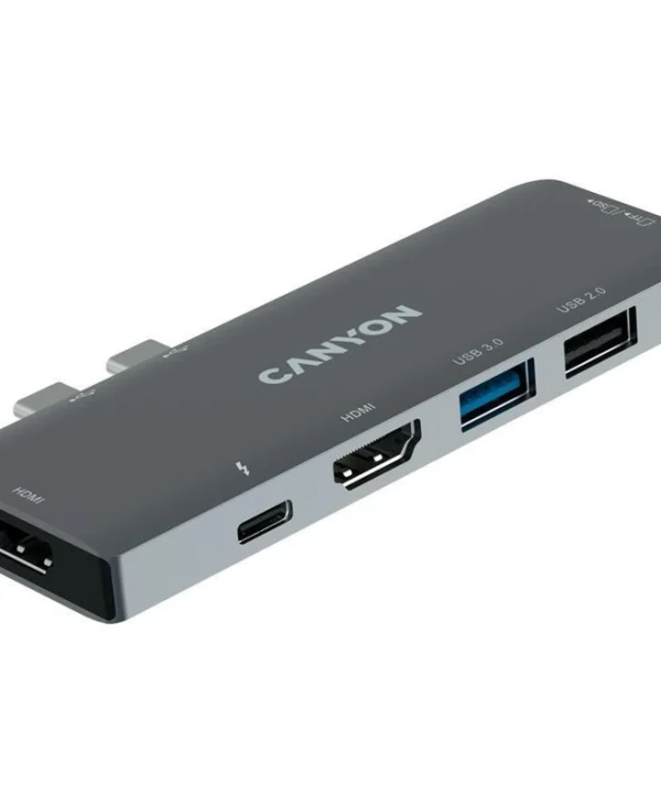 Canyon Docking Station με Διπλό USB-C HDMI 4K PD και σύνδεση 2 Οθονών Γκρι (CNS-TDS05B)