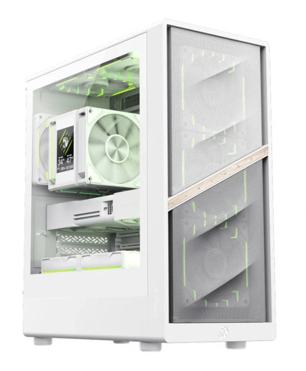 GameMax AERIS 330 MW Gaming Mini Tower Κουτί Υπολογιστή με Πλαϊνό Παράθυρο και RGB Φωτισμό Λευκό