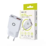 Mobile Origin Φορτιστής Χωρίς Καλώδιο GaN με Θύρα USB-A και Θύρα USB-C 30W Power Delivery Λευκός (MO16) MO-GAN30W-MO16