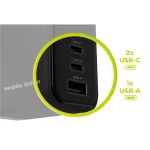 Mobile Origin Φορτιστής Χωρίς Καλώδιο GaN με Θύρα USB-A και 2 Θύρες USB-C 65W Power Delivery Μαύρος MO-65WDCH-PW20 - Image 2