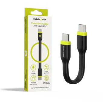 Mobile Origin USB 2.0 Cable USB-C male - USB-C 60W Μαύρο 0.10m COMC-USBC-BLK