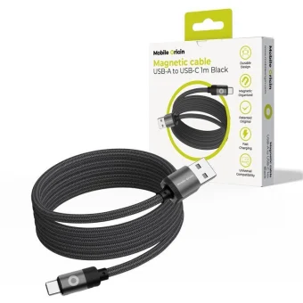 Mobile Origin Magnetic USB 2.0 Cable USB-C male - USB-A 27W Μαύρο 1m MC2-USBA-1M-BLK
