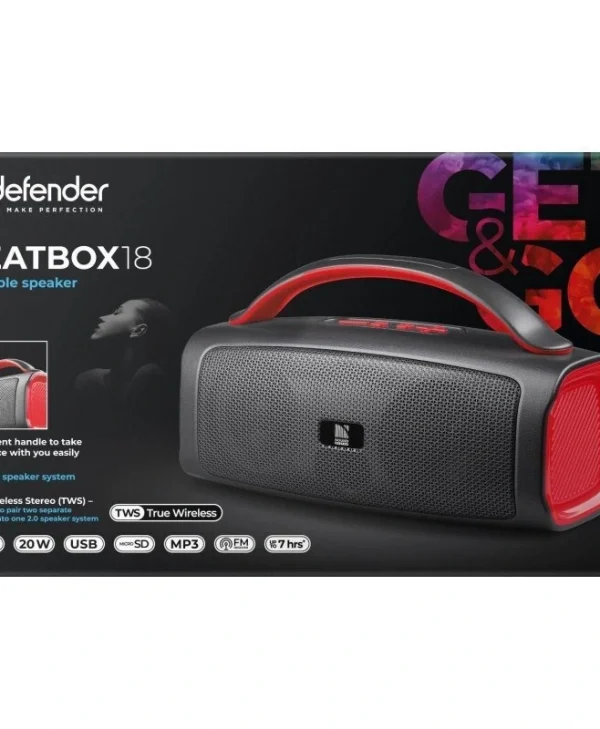 Beatbox 18 Ηχείο Bluetooth 20W με Ραδιόφωνο και Διάρκεια Μπαταρίας έως 7 ώρες Μαύρο 65218