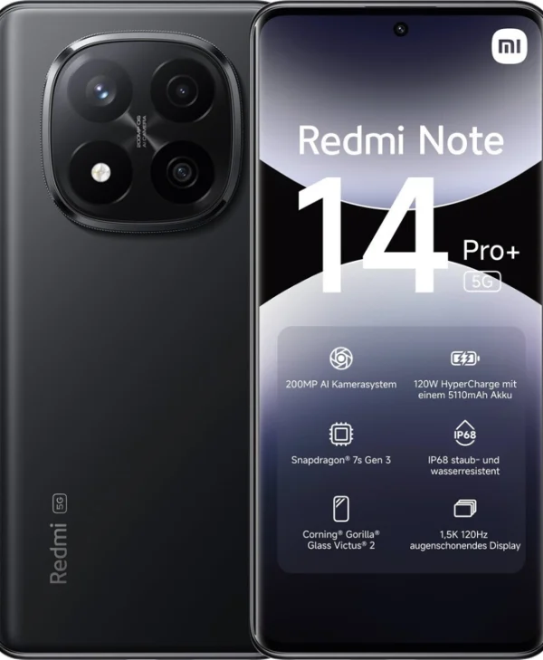 Xiaomi Redmi Note 14 Pro+ 5G Dual SIM (12GB/256GB) Midnight Black MZB0I9AEU