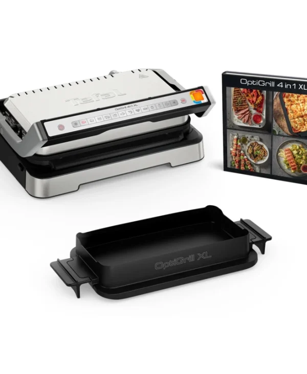 Tefal Optigrill 4in1 XL Επιτραπέζια Ηλεκτρική Ψησταριά Λείας και Αυλακωτής Πλάκας 2200W με Καπάκι και Ρυθμιζόμενο Θερμοστάτη 46x36εκ. GC784D30
