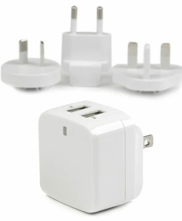 StarTech Φορτιστής Χωρίς Καλώδιο με 2 Θύρες USB-A 17W Λευκός (International Travel) USB2PACWH