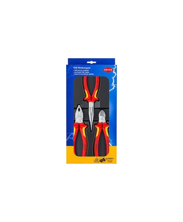 Knipex Σετ Πένσες Ίσιες Ηλεκτρολόγου Μήκους 180mm 3τμχ 00 20 12