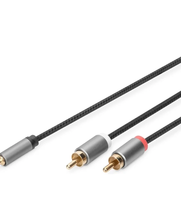 Digitus Καλώδιο Ήχου 3.5mm male - 2x RCA male Μαύρο 1.8m με Επίχρυσους Ακροδέκτες DB-510330-018-S
