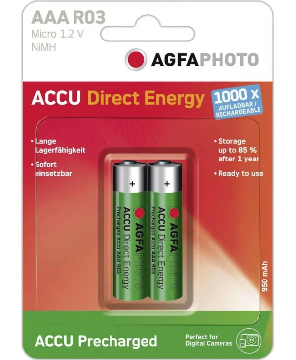 AgfaPhoto Επαναφορτιζόμενες Μπαταρίες AAA Ni-MH 950mAh 1.2V 2τμχ 132-803944