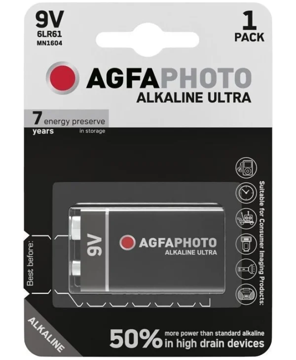 AgfaPhoto Ultra Αλκαλική Μπαταρία 9V 1τμχ Battery 110-851808