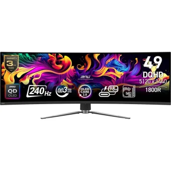 MSI MPG 491CQPXDE Ultrawide QD-OLED HDR Curved Gaming Monitor 49" 5120x1440 240Hz με Χρόνο Απόκρισης 0.03ms GTG 9S6-3FA84T-029