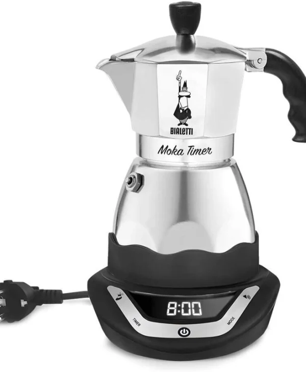 Bialetti Moka Timer Ηλεκτρικό Μπρίκι Espresso 6cups 356W Inox Ασημί 0006093/NP