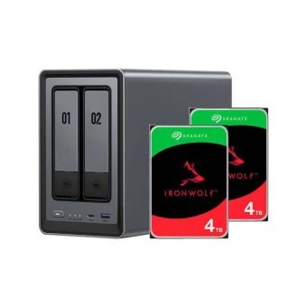 Ugreen DXP2800 & 2x Seagate IronWolf HDD 4TB NAS Tower με 2 θέσεις για HDD/SSD UGRSEA-XP1