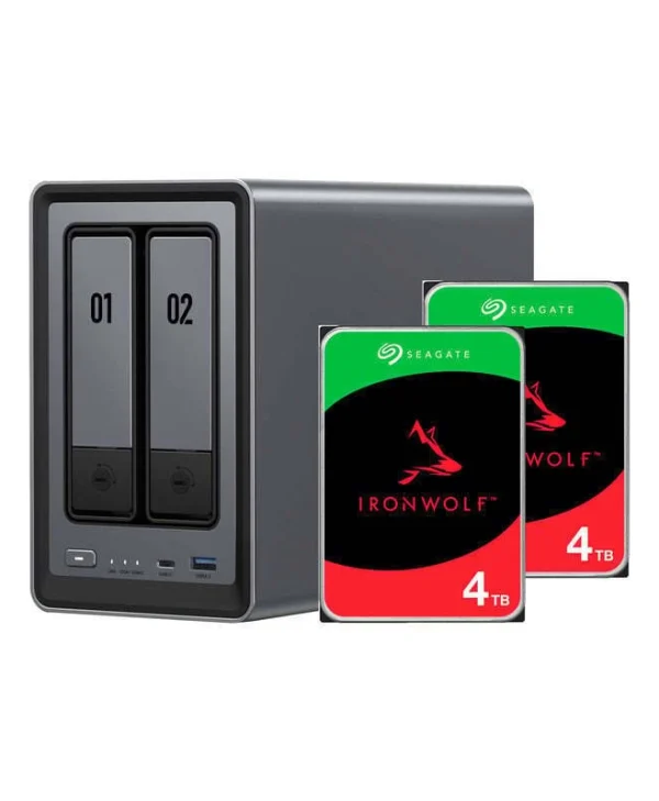 Ugreen DXP2800 & 2x Seagate IronWolf HDD 4TB NAS Tower με 2 θέσεις για HDD/SSD UGRSEA-XP1