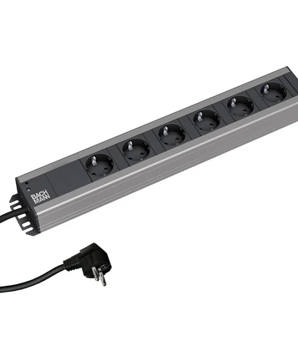 Bachmann Πολύπριζο 6 Θέσεων με USB-A και Καλώδιο 2m Ασημί 300.000