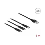 DeLock Regular USB to Lightning / Type-C / micro USB Cable Μαύρο 1m (87155) - Image 2