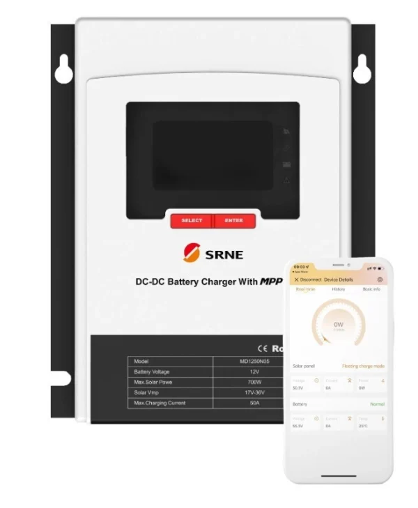 SRNE Ρυθμιστής Φόρτισης MPPT 12V 50A MD1250N05