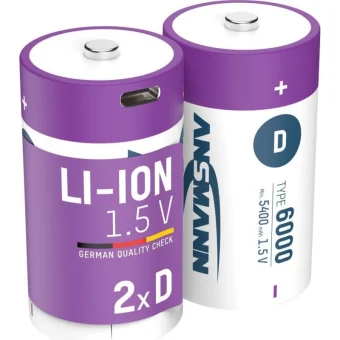 Ansmann Επαναφορτιζόμενες Μπαταρίες D Li-ion 5400mAh 1.5V 2τμχ 9200393